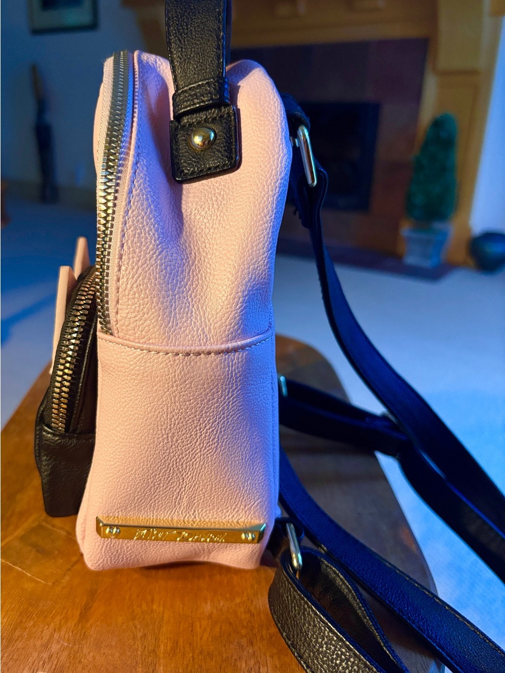 Betsey Johnson Classic Cat Mini Backpack in Blush Pink, Black & Gold - NWOT - Picture 10 of 16